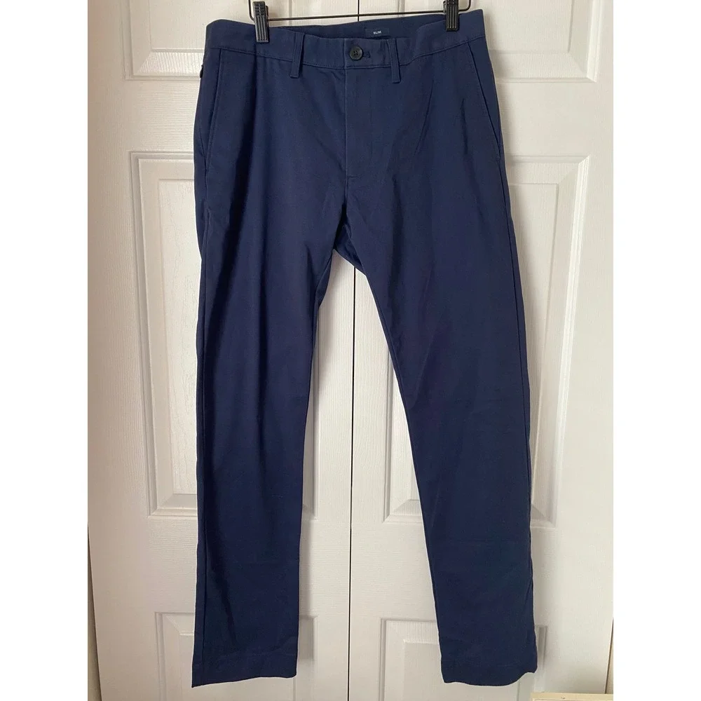 J Crew‎ Factory Slim Fit Flex Chino Pants Navy Blue Mens 30x32 Thermal Golf Prep